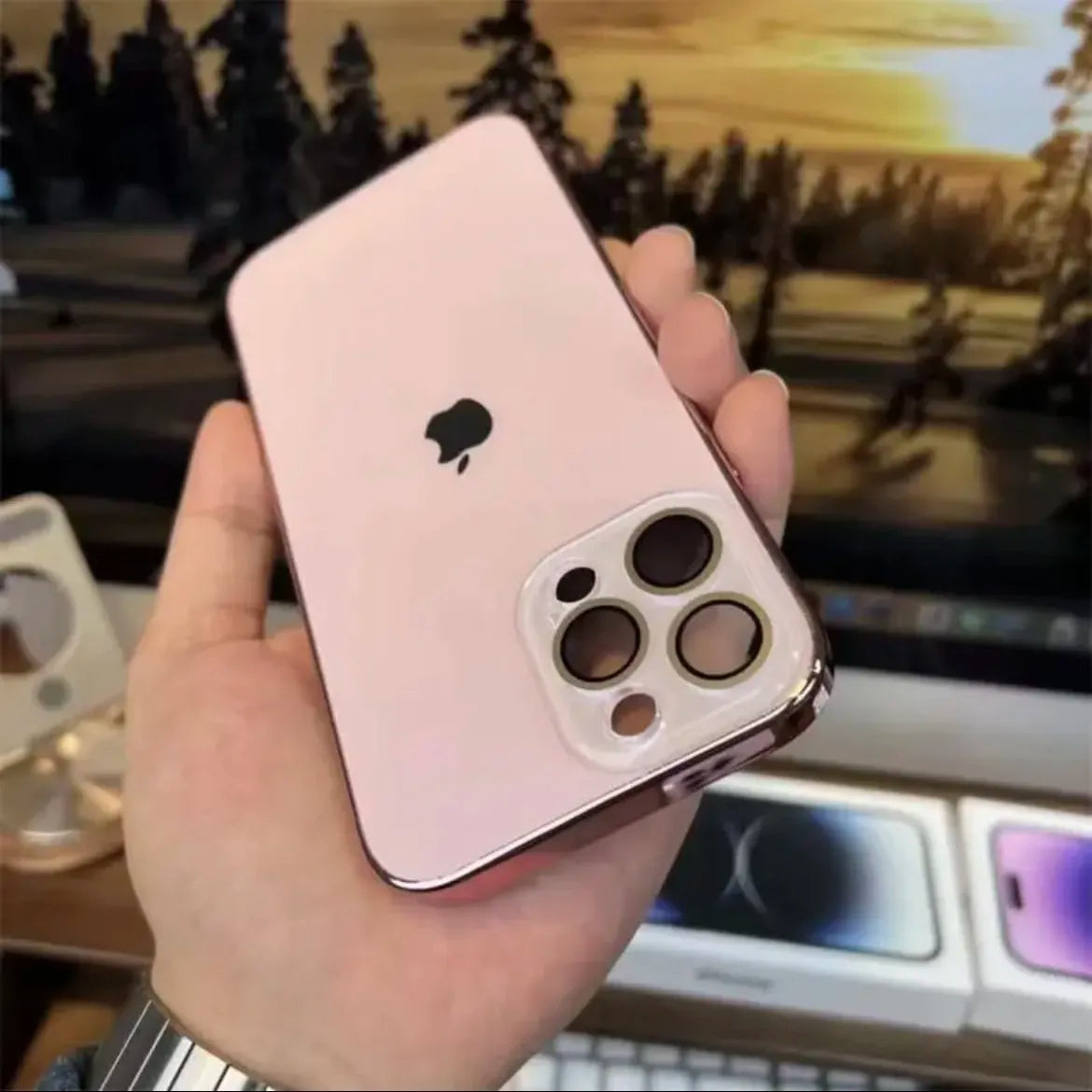 Galvanisiertes Mattes Acryl Gehärtetes Glas iPhone Schutzhülle