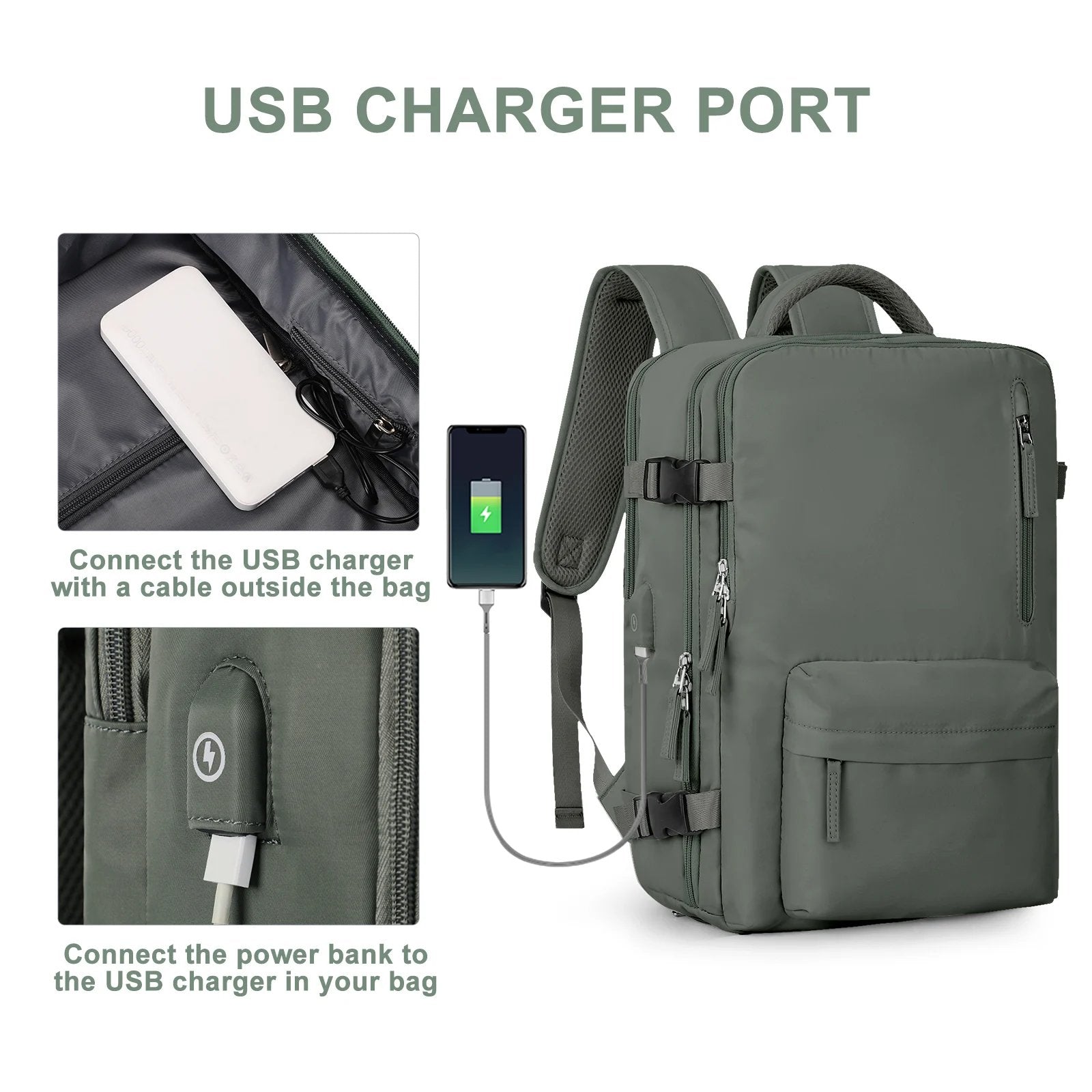 Travelliva Damen Reise-Rucksack 35 L | Wasserdicht & mit USB-Anschluss | Diebstahlschutz & Schuhfach | Für Wandern, Alltag & Reisen