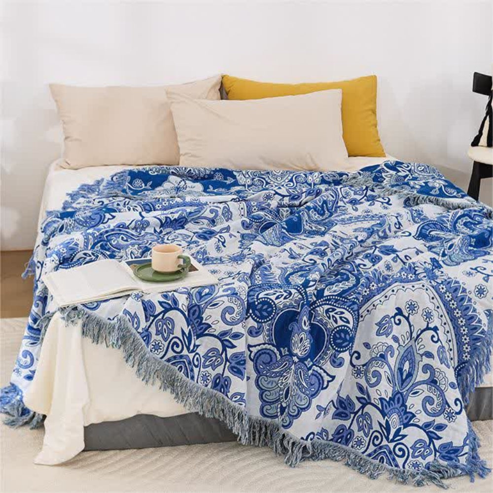 Paisley Traum Baumwolle Quasten Decke
