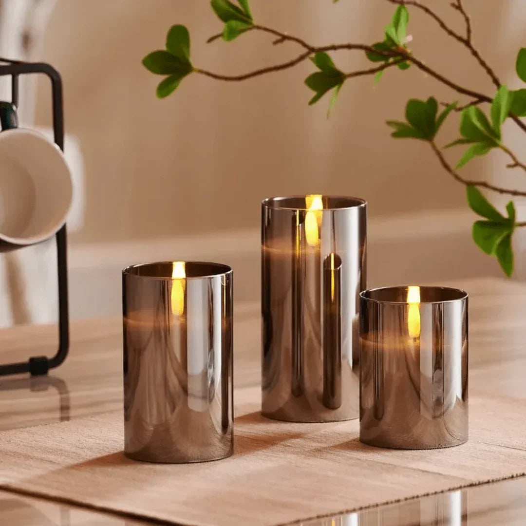 Kerzenlicht-Set - Glasgehäuse - LED-Flammeneffekt