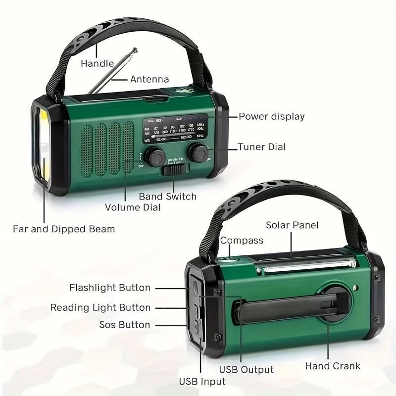 EcoPower Radio – Notfallradio mit Solar-, Taschenlampen- und USB-Ladefunktion