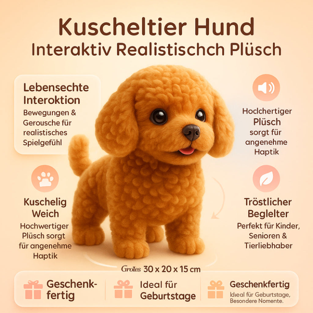 Kuscheltier Hund Interaktiv Realistisch Plüsch