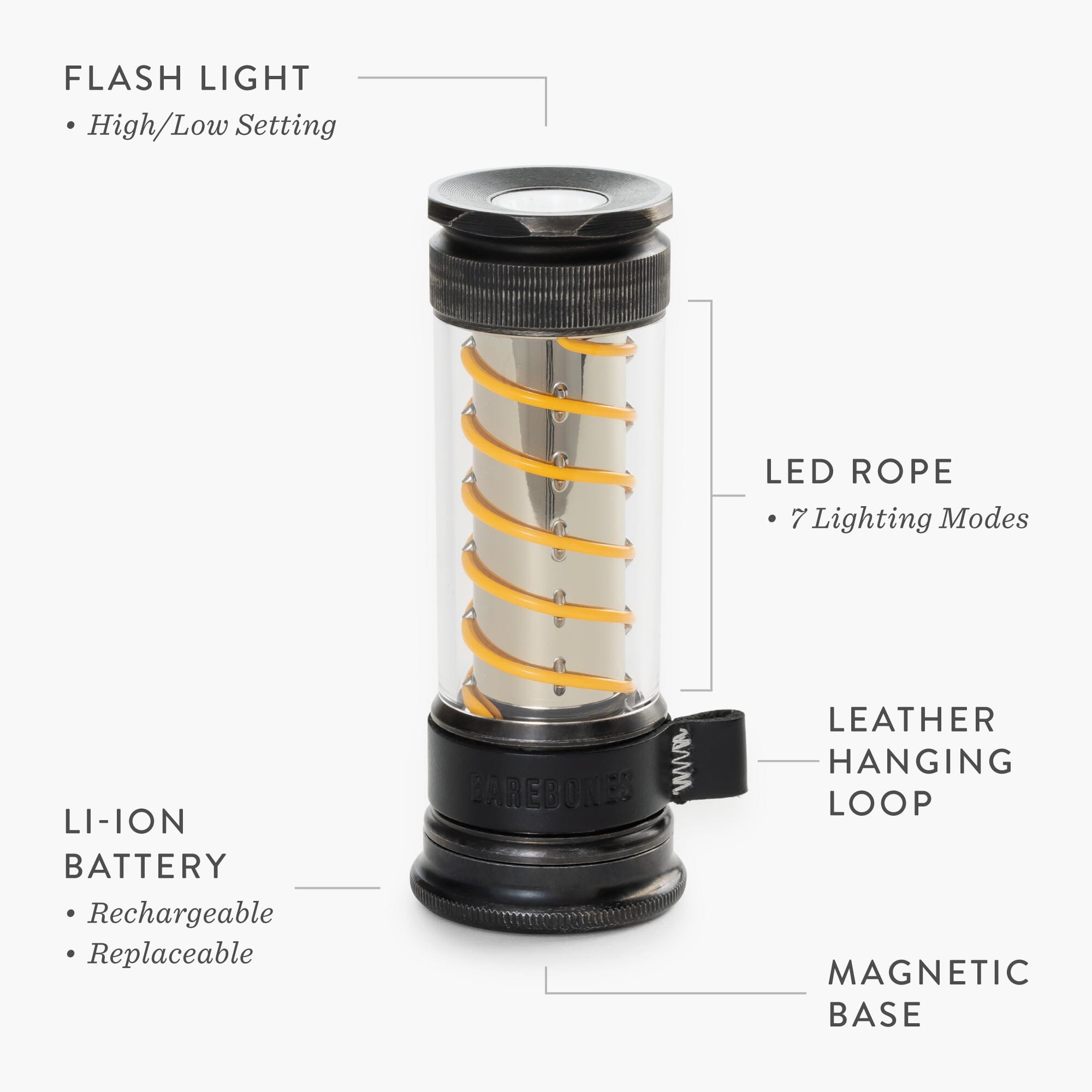 Edison Light Stick – Multifunktionale Laterne und Taschenlampe mit USB-C-Ladefunktion und 7 Beleuchtungsmodi
