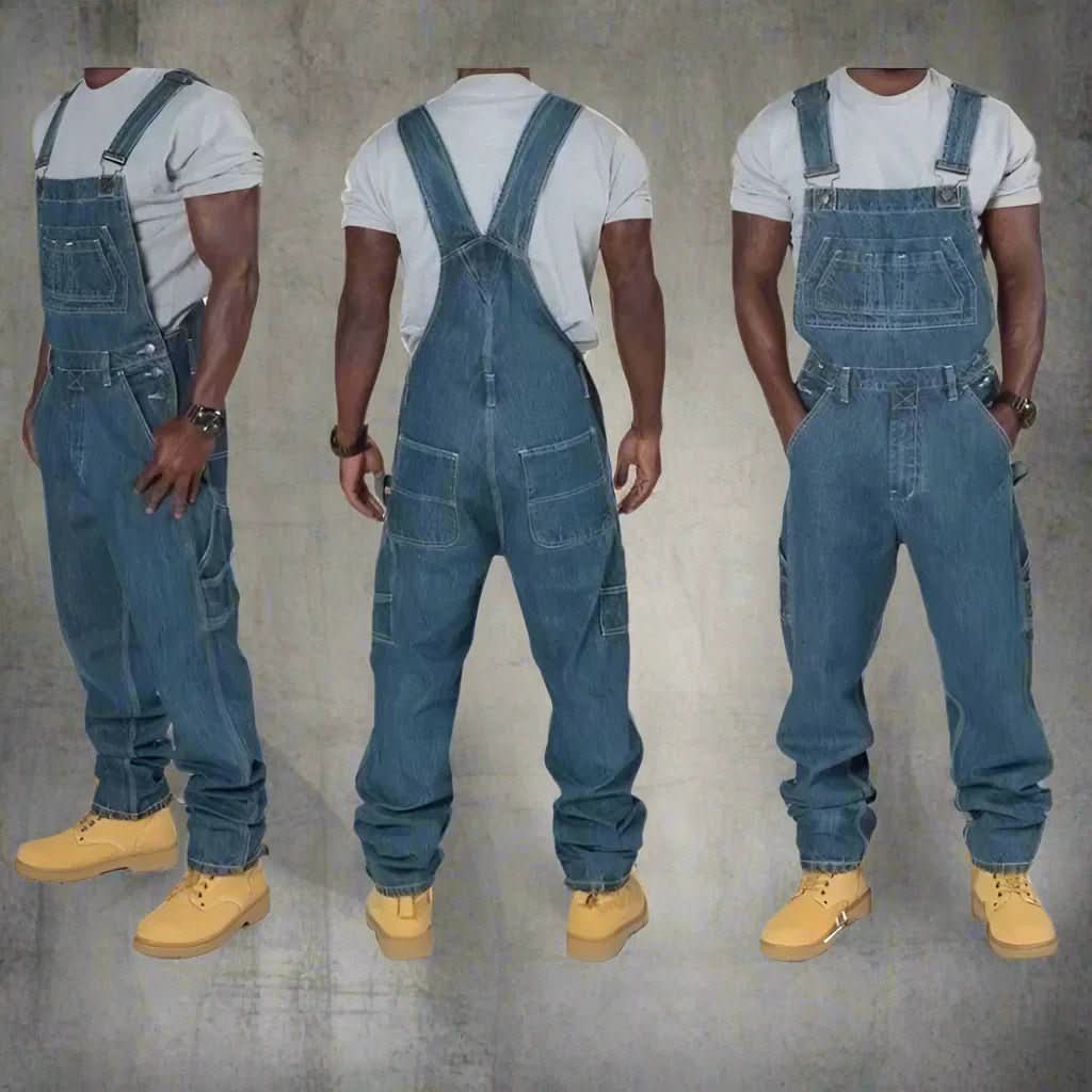 URBANOVER – Herren Denim Overall mit Einsätzen für einen lässigen Stil