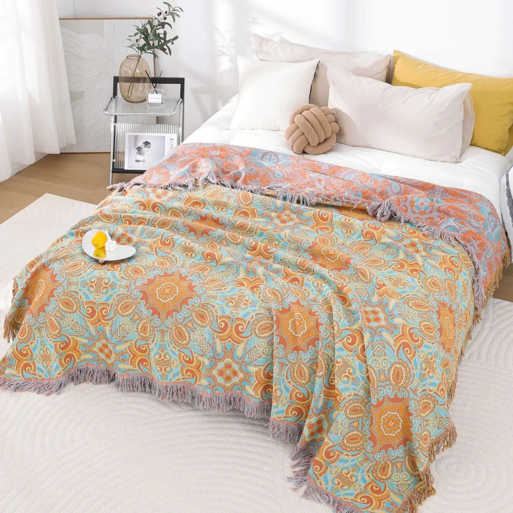 Umkehrbare Paisley Bohemian Baumwolldecke