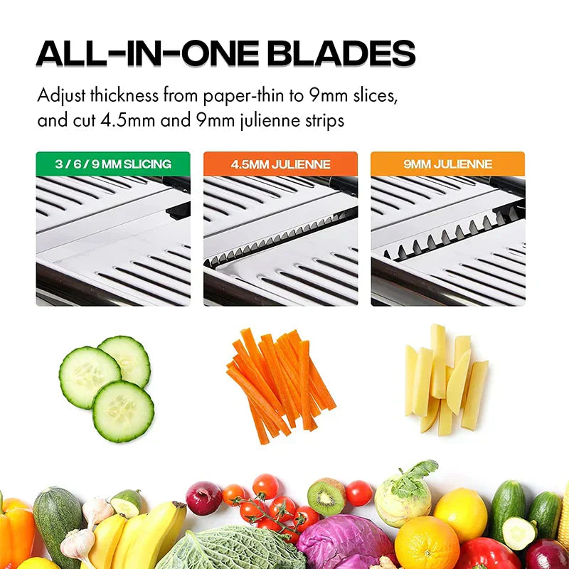Gemüseschneider SchnittProfi | Verstellbare Mandoline | Edelstahlklingen | Für Kartoffeln, Tomaten & mehr