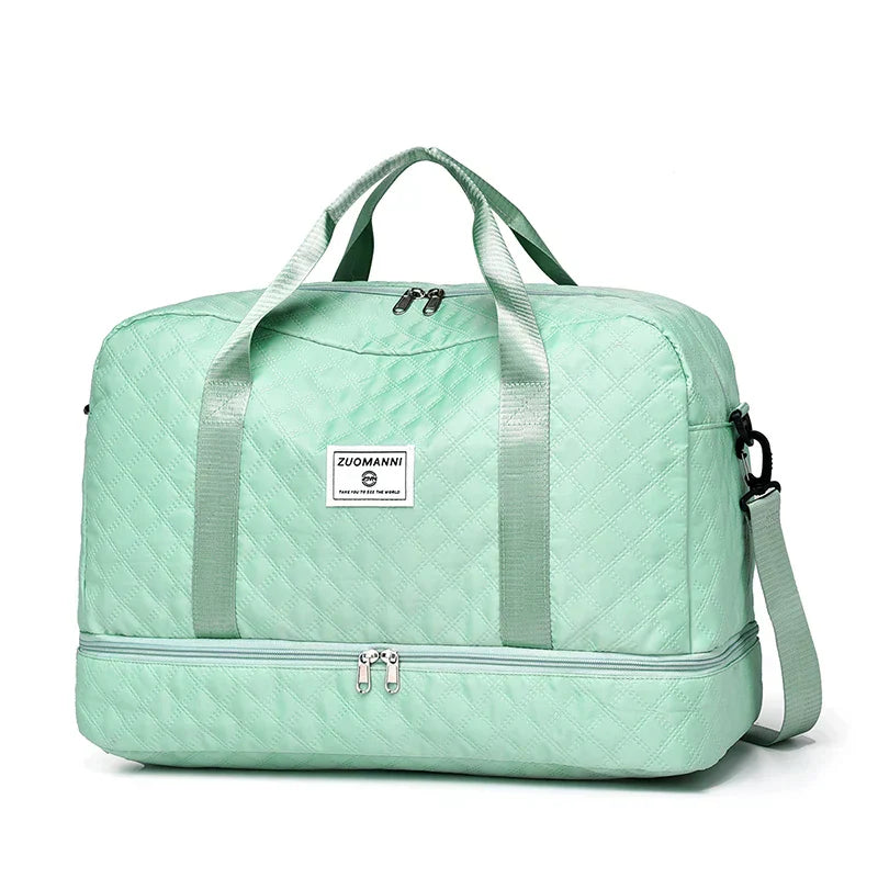 Raumio TravelFlex Leichte Reisetasche mit Diamantmuster | Große Sport- und Wochenendtasche mit Schuhfach und Nassfach | Kabinentauglich und faltbar
