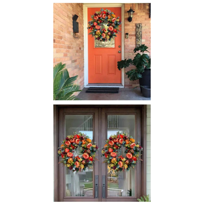 Autumna Charm Herbstkranz | Kürbis & Rattan | 40 cm | Handgemachte Dekoration für Herbst & Erntedankfest