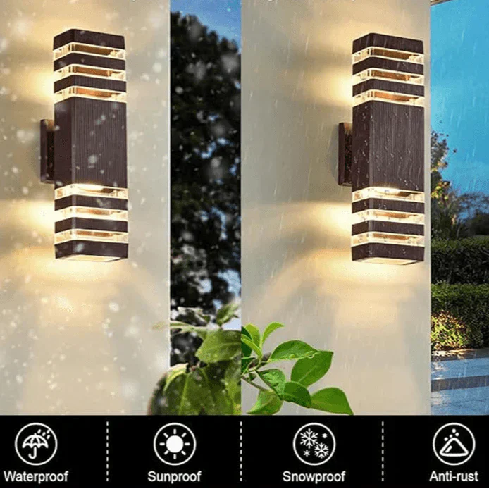 LumiBloc LED Außenwandleuchte | Auf- und Abwärts-Effekt | E27 Fassung | IP65 Wasserdicht | Modernes Design für Garten & Balkon