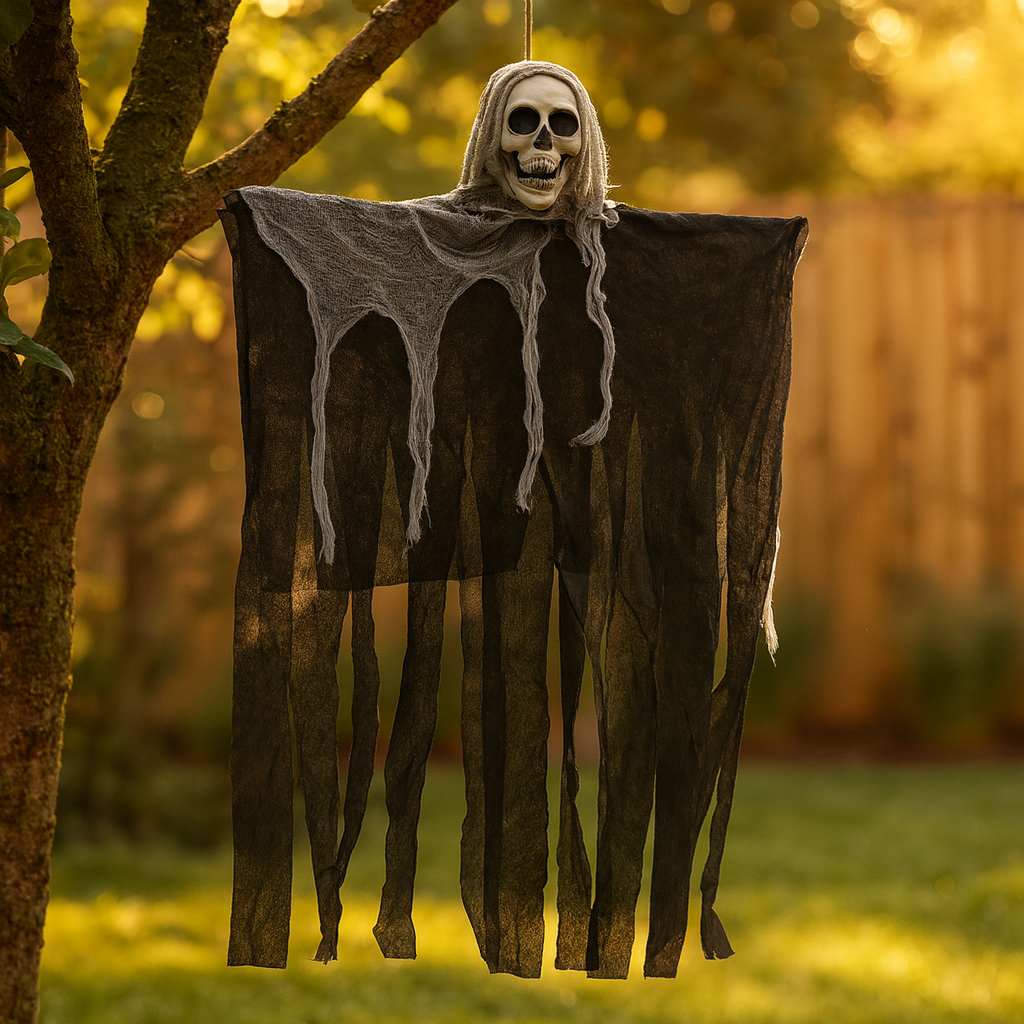 Schädel Dekoration - Gruselig hängender Schädel-Skelett für Halloween