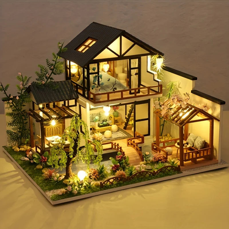 Minvella | DIY Miniatur-Holzhaus | 3D-Bausatz zur Selbstkonstruktion | Kreatives Bastelset für Jugendliche und Erwachsene | Perfekte Geschenkidee