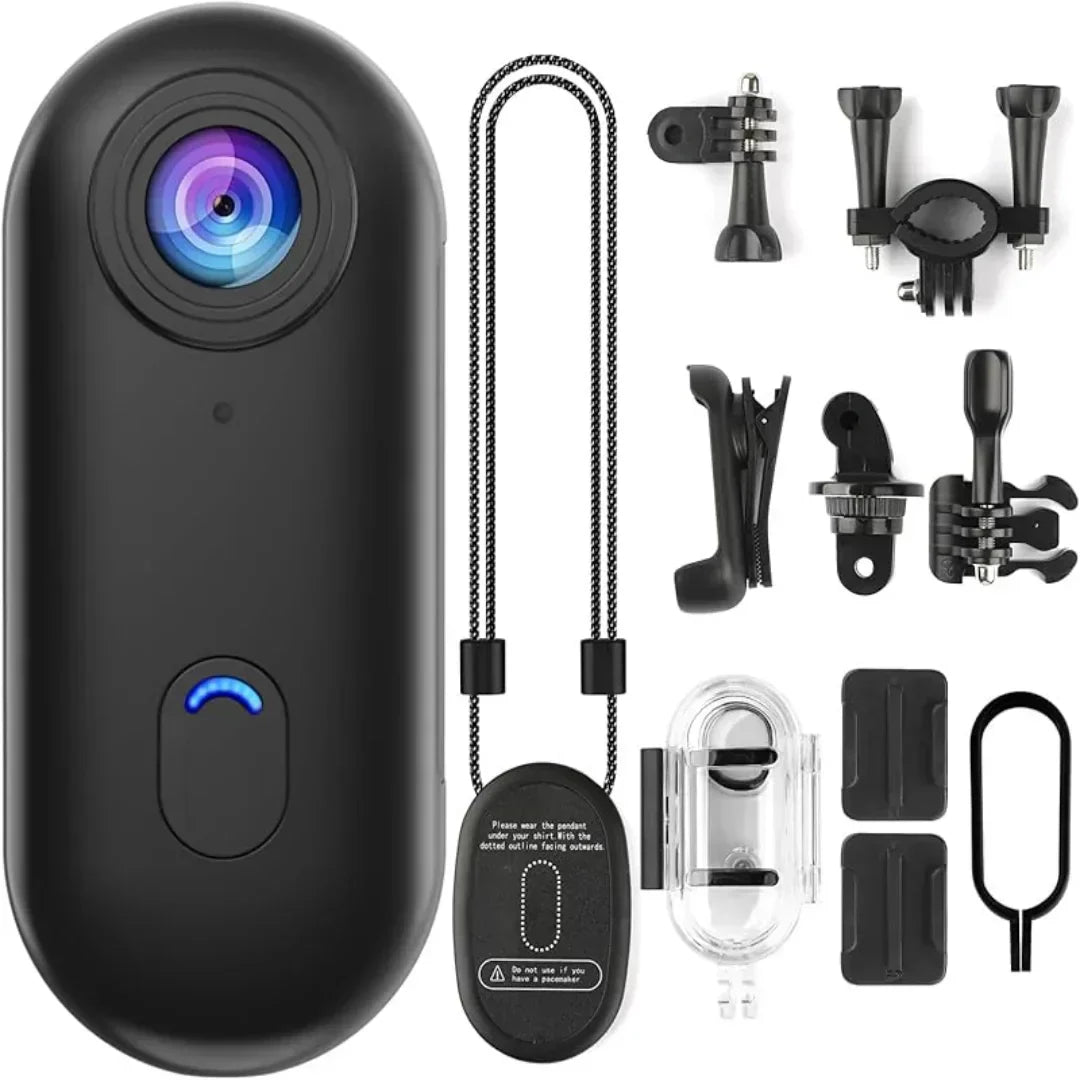 4K Mini WiFi Action-Kamera, Tragbar, Wasserdicht, Magnetclip, 360° Halterung