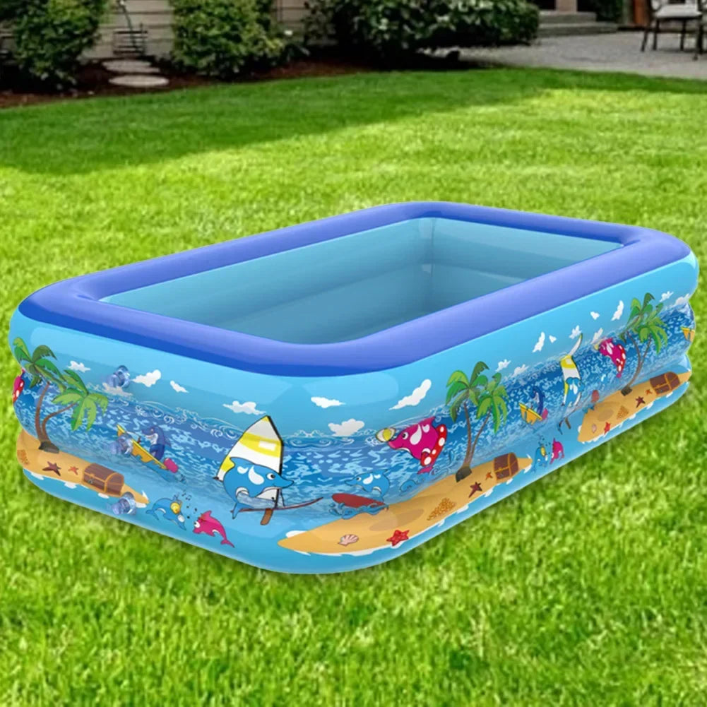 Luftolino Aufblasbares Kinder-Splash-Pool | 110–180 cm | Extra Dickes PVC | Cartoon-Design für Garten & Balkon
