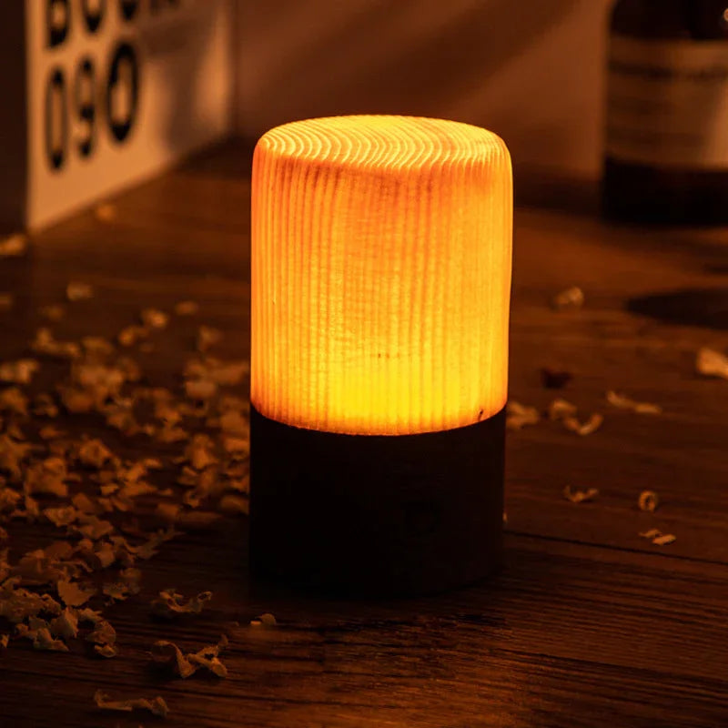 Tischlampe - Touch-Steuerung - Holzfinish