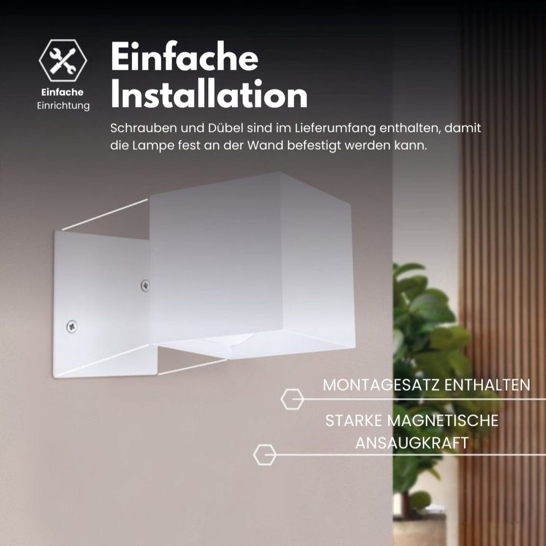 Kabellose Wandlampe für Innen und Außen | LED-Wandlampe mit Batterie und Sensor in Schwarz und Weiß