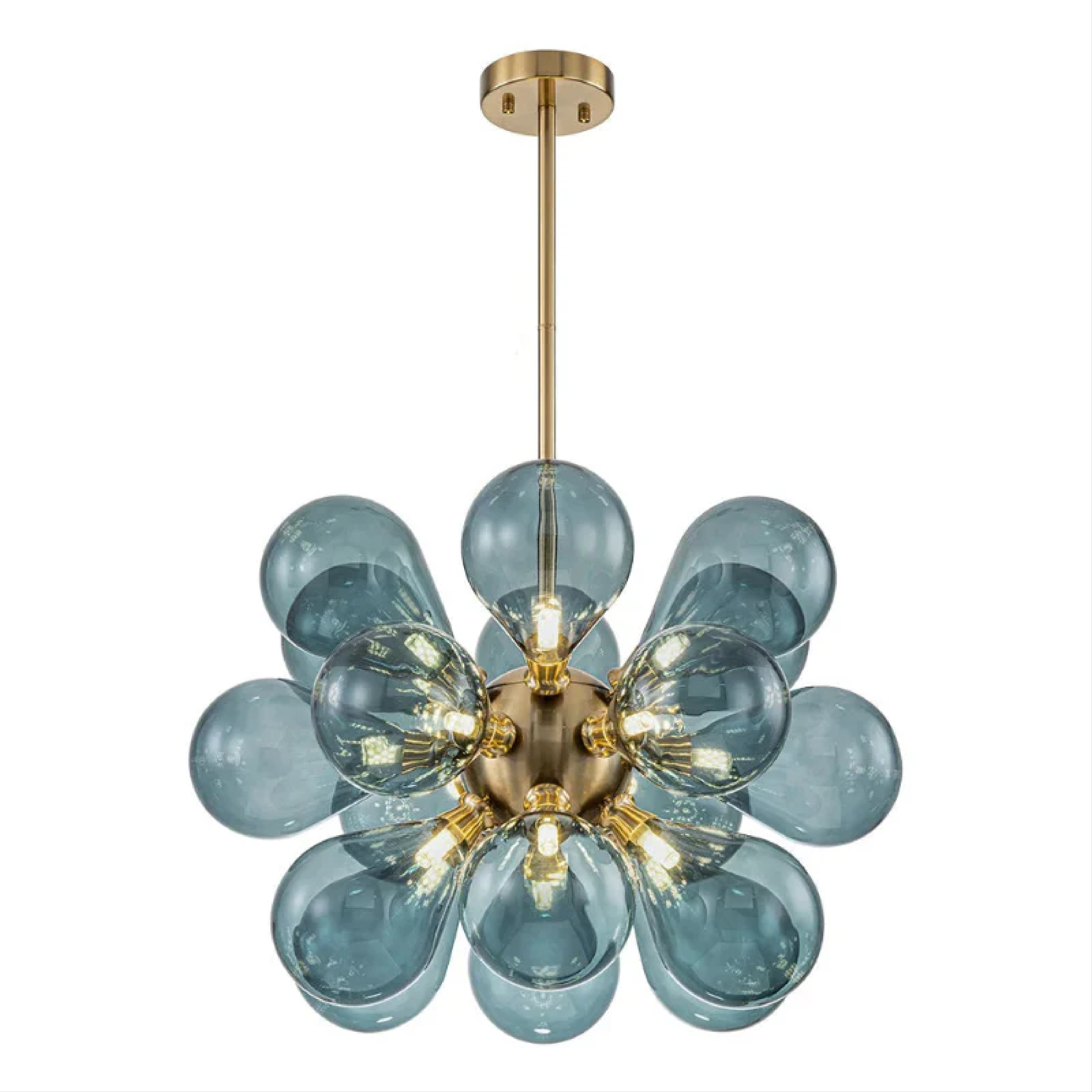 Jarises Blaue Glas Cluster Pendelleuchte