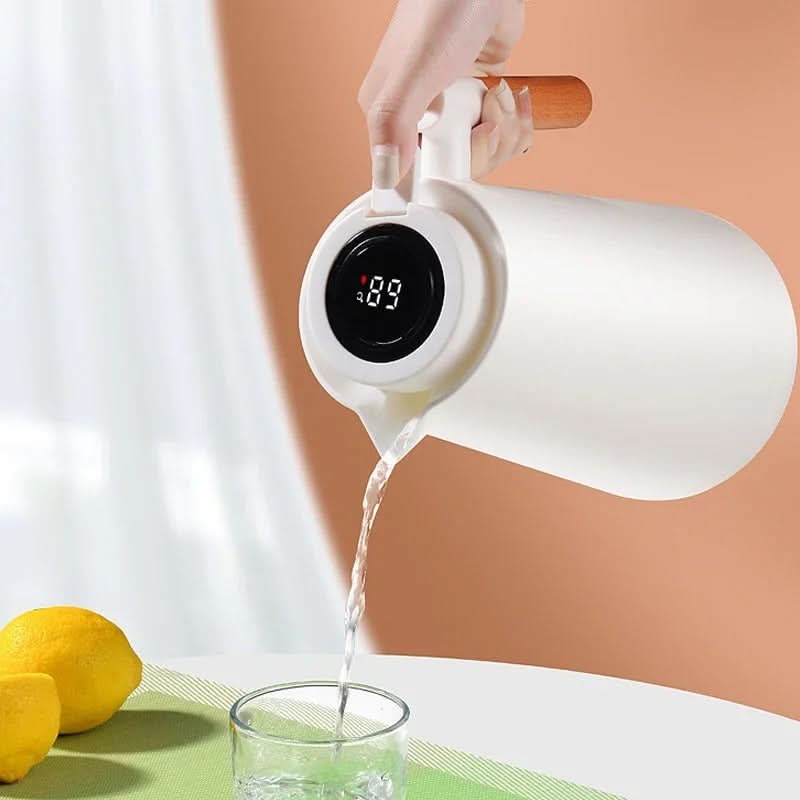 Thermokanne mit Temperaturanzeige | Isolierkanne 1 Liter für Kaffee & Tee | Heatina