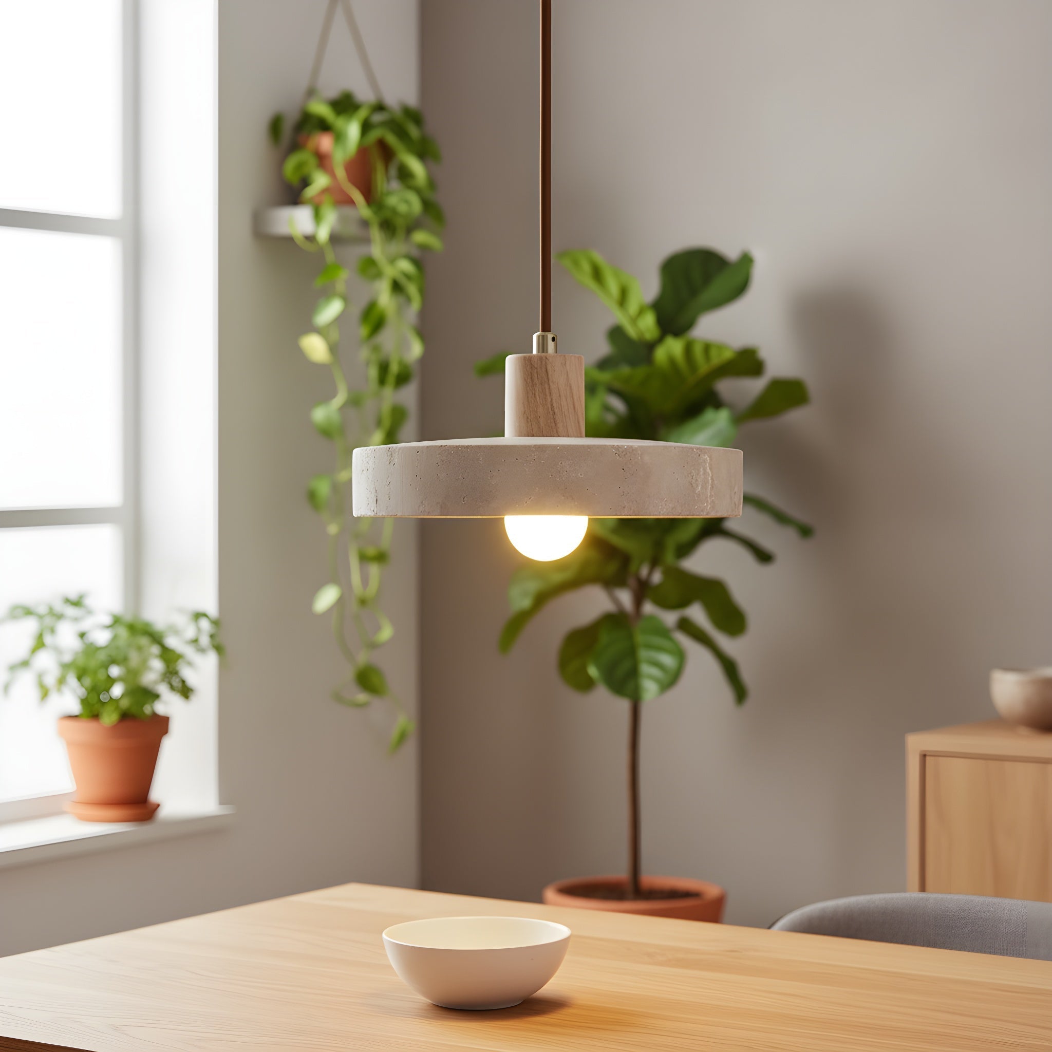 Travertin Bauhaus Pendelleuchte