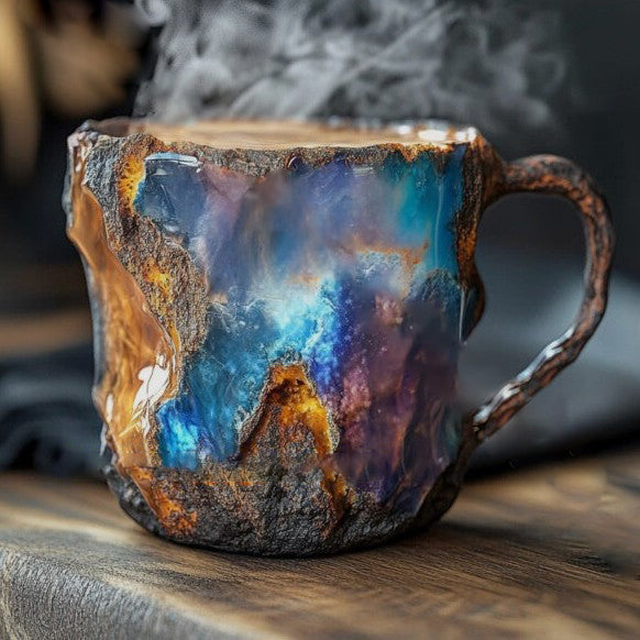 GlaceCup Kaffeetasse | Handgefertigt & Mineral-Kristall | Isolierend & Mikrowellenfest | 350–450 ml