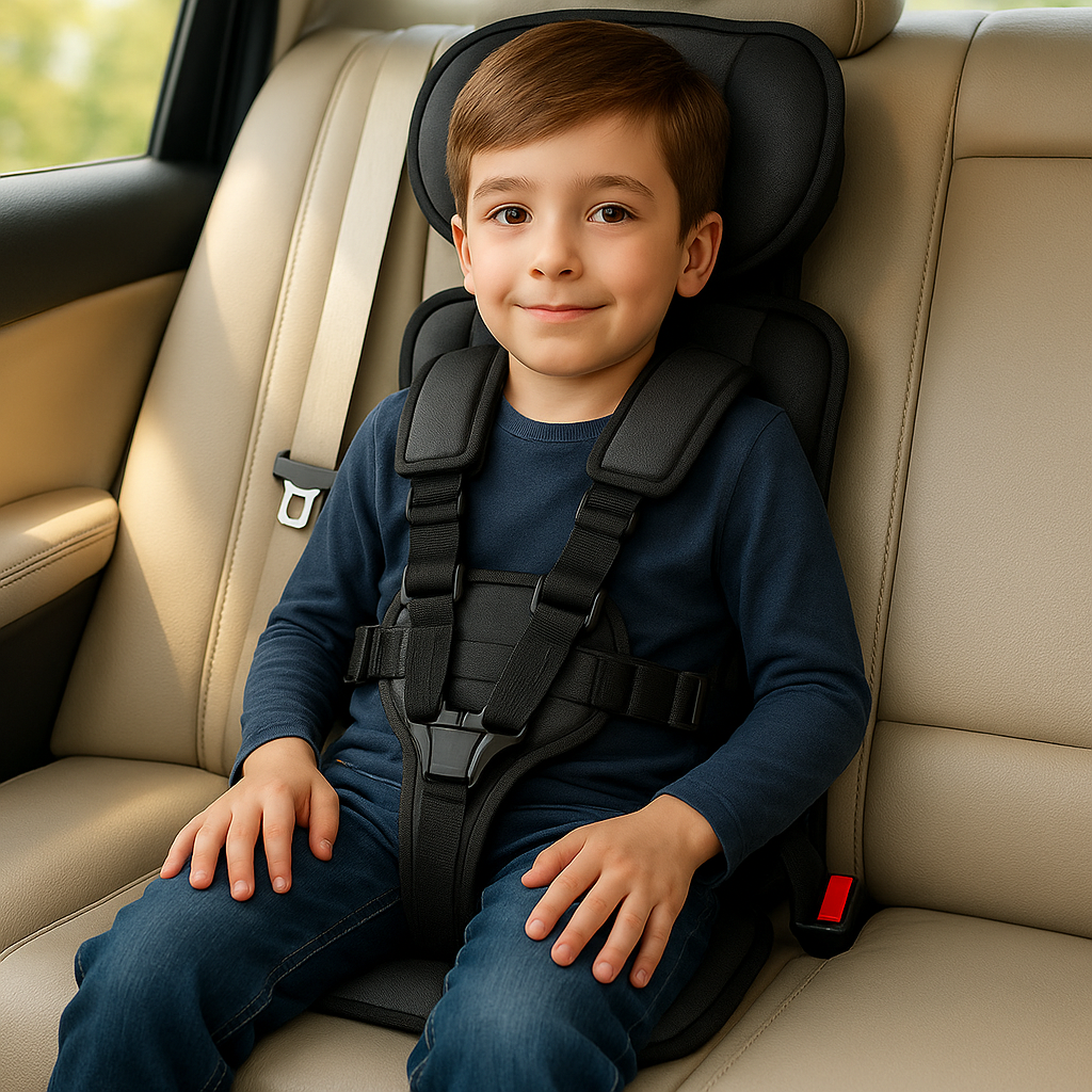 Portabler Autositz für Kinder, Sicher, Kompakt, Faltbar, Gurt