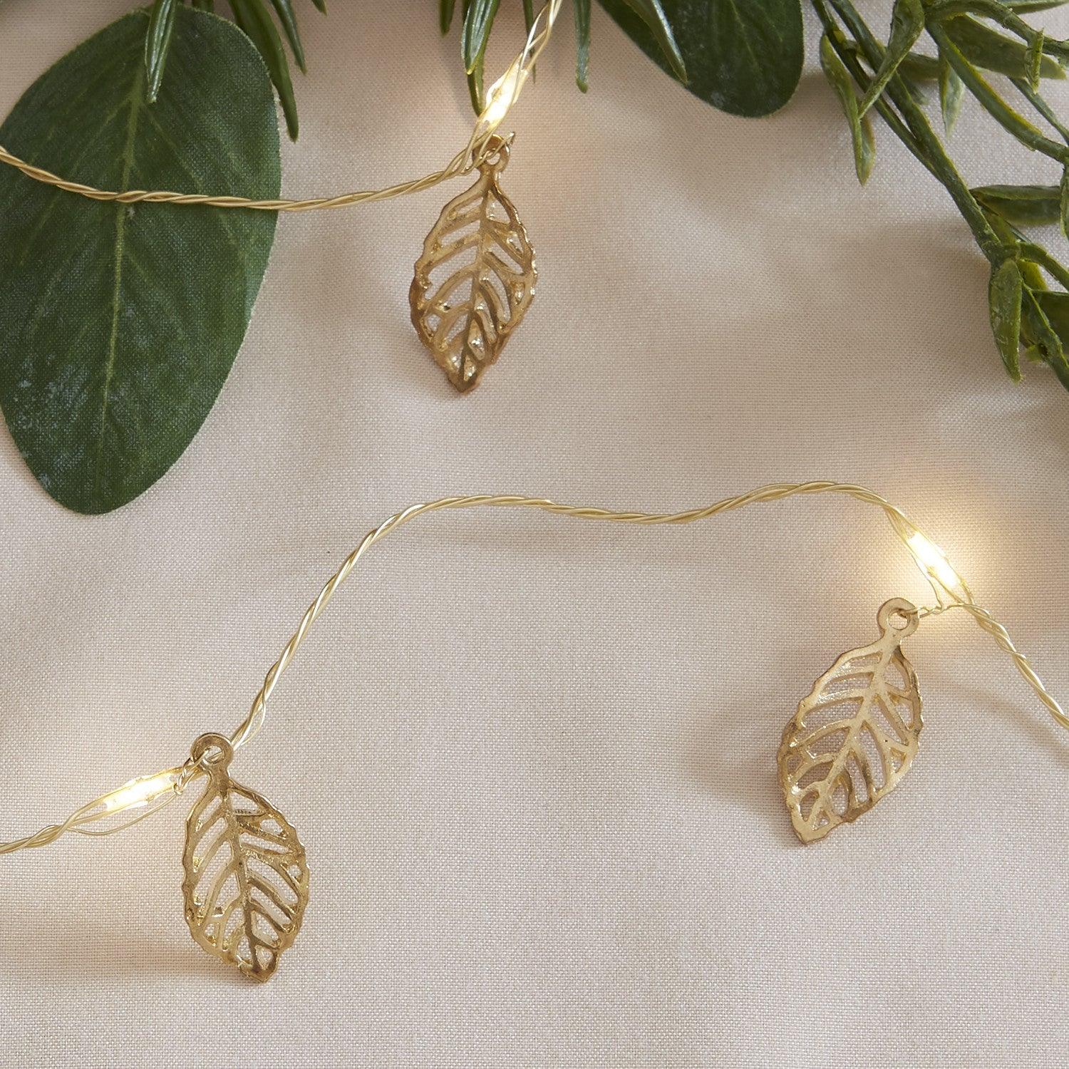 Goldblatt Lichterkette - Weihnachtsdekoration - Warmweißer Glanz