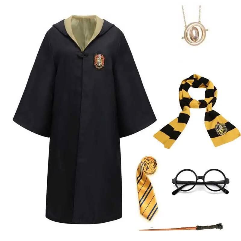 MAGICHOUSE – Hogwarts Zauberer Schüler Kostüm mit Robe, Zauberstab & Zubehör für Kinder & Erwachsene