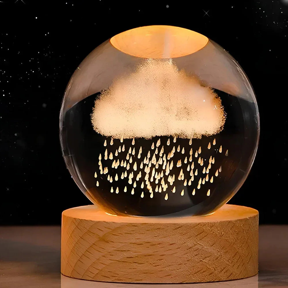 LED Nachtlicht - 3D Kristallkugel - USB betrieben