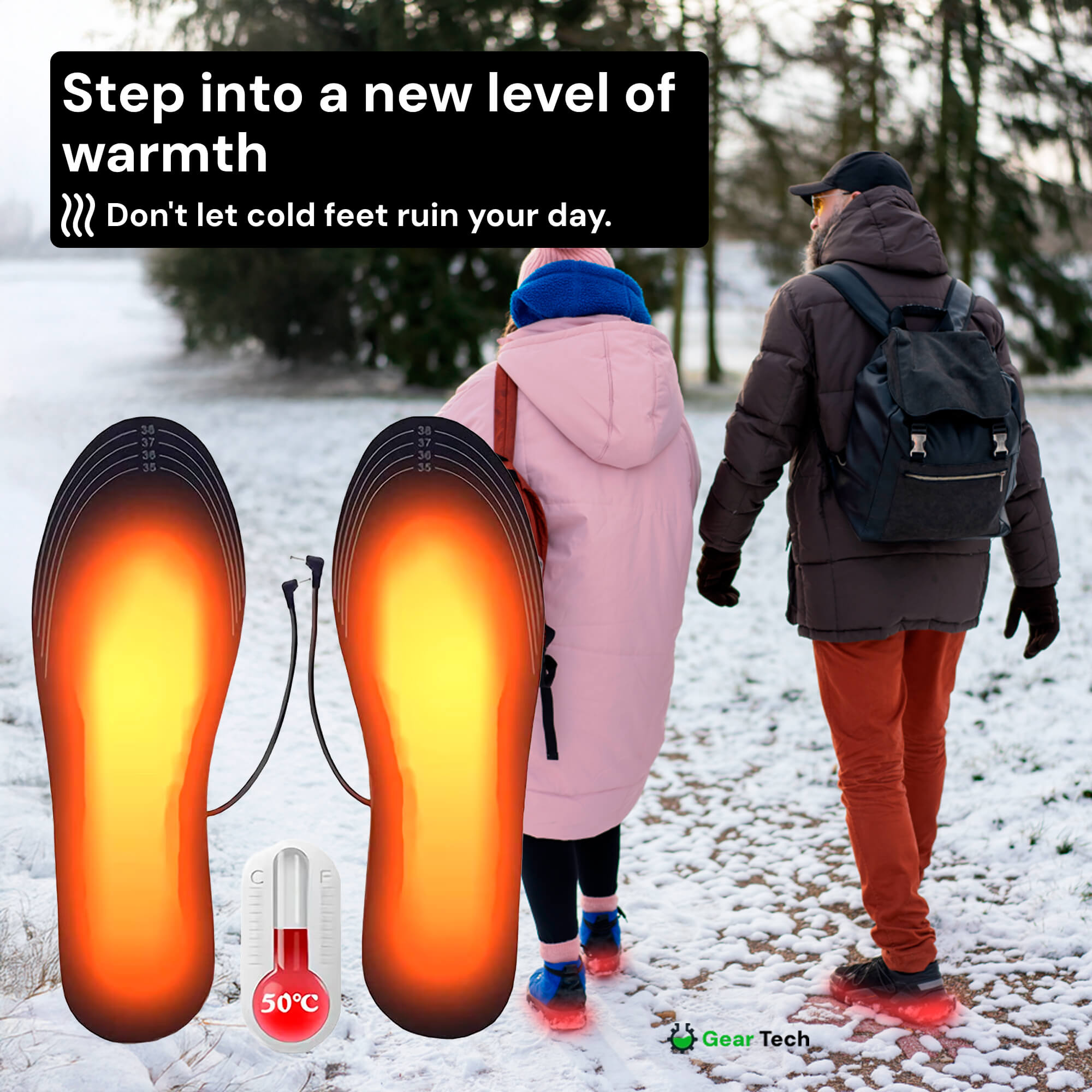 Wiederaufladbare beheizte Einlegesohlen für Stiefel für den ganzen Tag Winterwärme