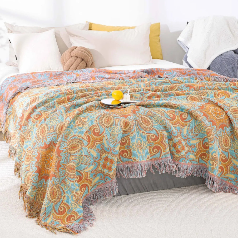 Umkehrbare Paisley Bohemian Baumwolldecke
