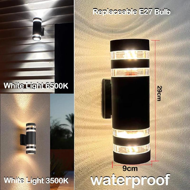LumiBloc LED Außenwandleuchte | Auf- und Abwärts-Effekt | E27 Fassung | IP65 Wasserdicht | Modernes Design für Garten & Balkon