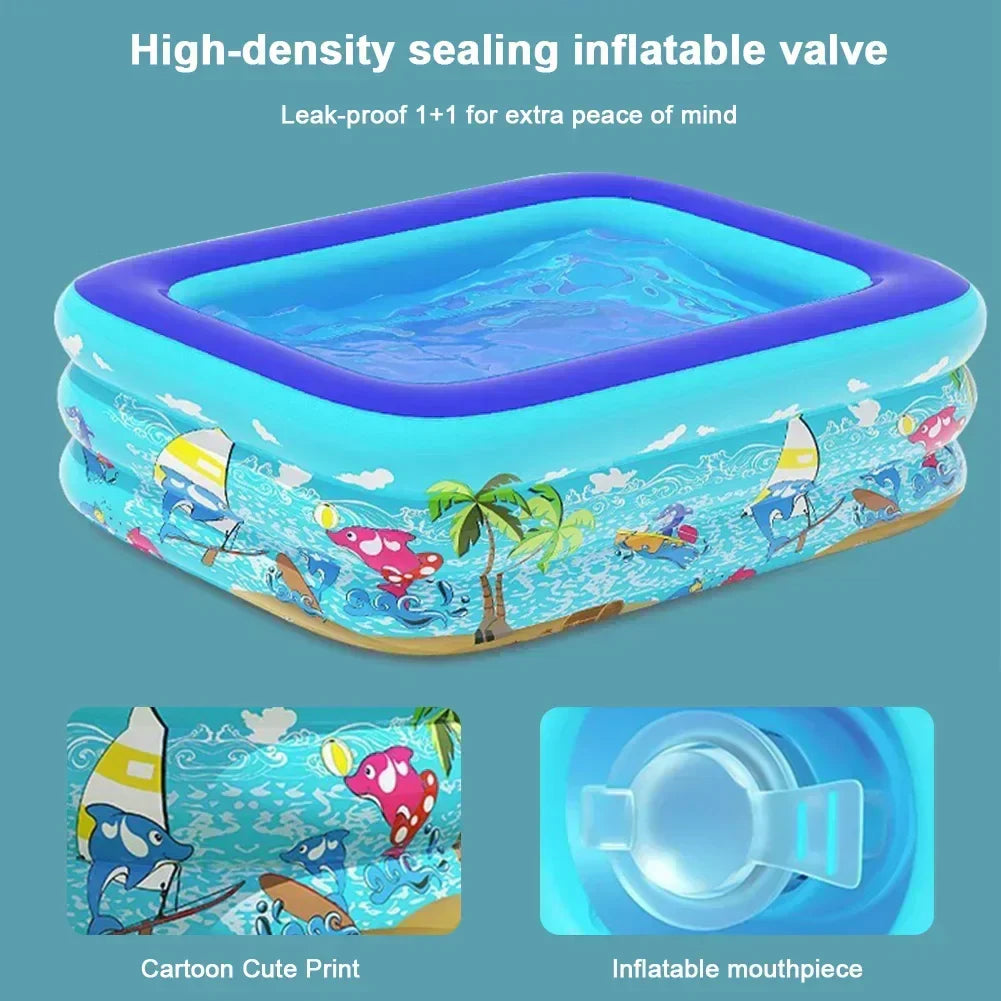 Luftolino Aufblasbares Kinder-Splash-Pool | 110–180 cm | Extra Dickes PVC | Cartoon-Design für Garten & Balkon