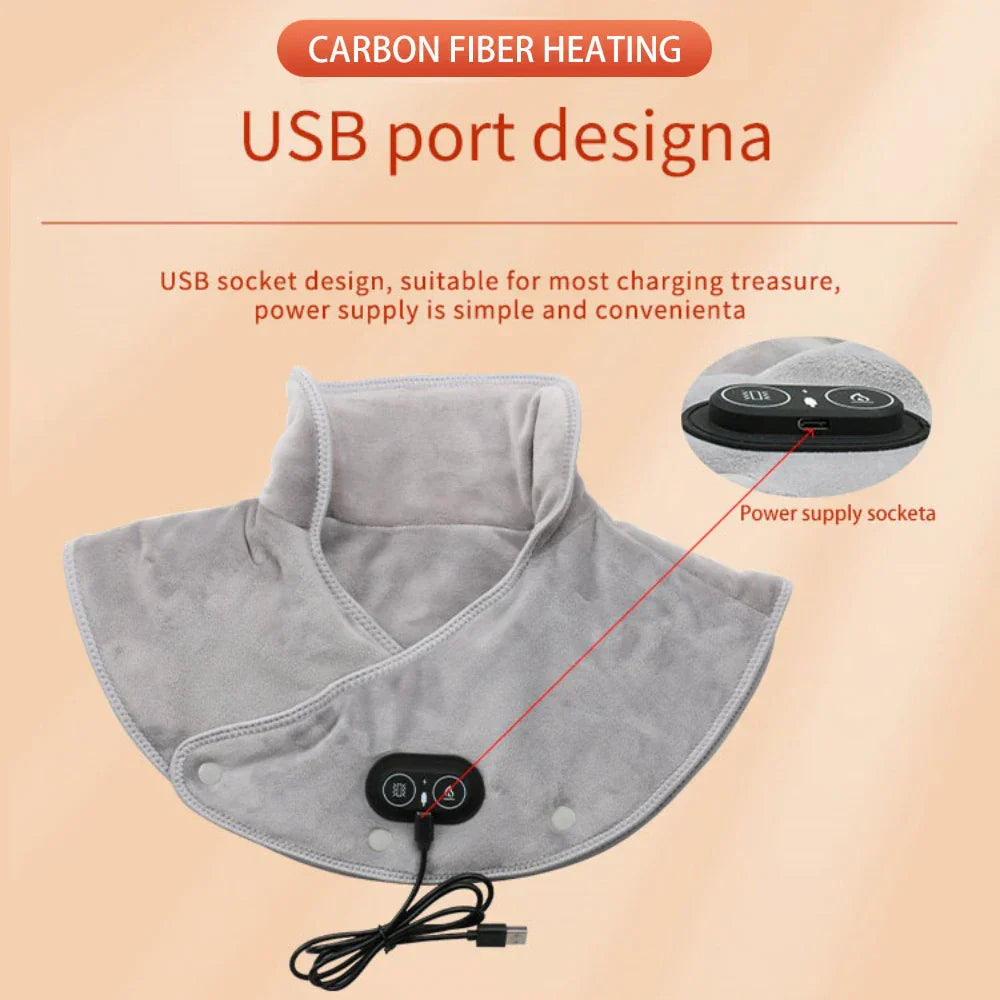 Wärme-Nacken- & Schultermassager ThermoLiva | USB-Heizkissen mit Vibration | 3 Temperaturstufen & Timer | Weicher Plüsch