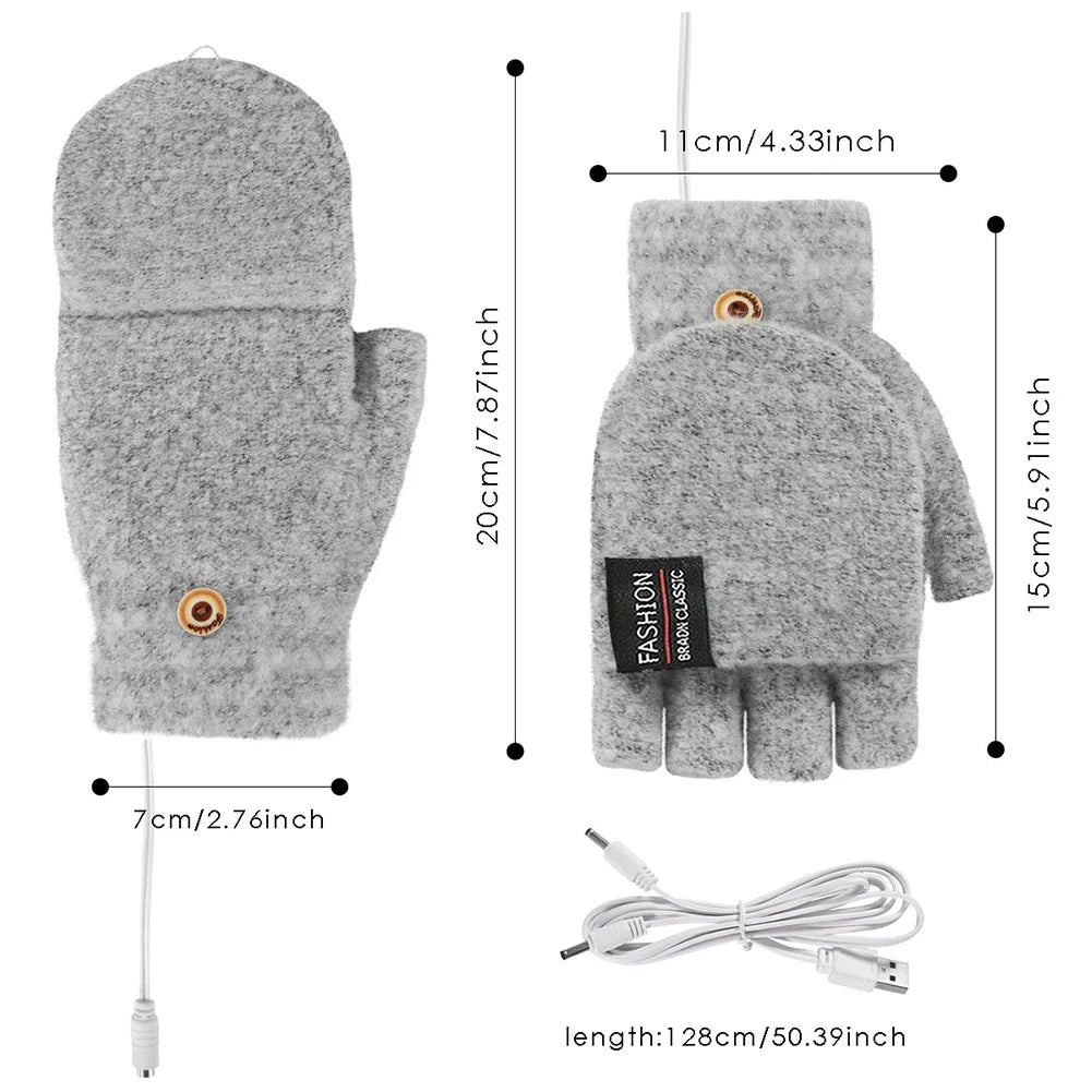 ThermoLoom USB beheizte Handschuhe | 3 Heizstufen | Weiches Strickmaterial | Unisex Einheitsgröße