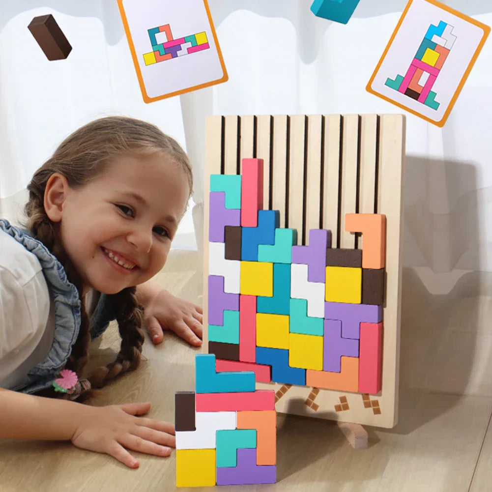Familienzeit - Tetris 3D Holzpuzzle für Kinder