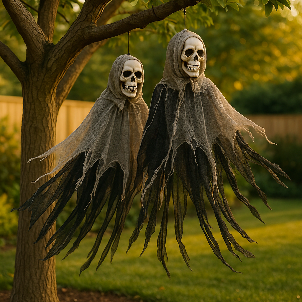 Schädel Dekoration - Gruselig hängender Schädel-Skelett für Halloween