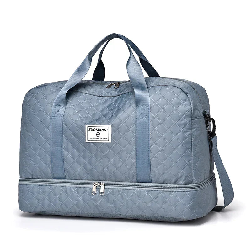 Raumio TravelFlex Leichte Reisetasche mit Diamantmuster | Große Sport- und Wochenendtasche mit Schuhfach und Nassfach | Kabinentauglich und faltbar