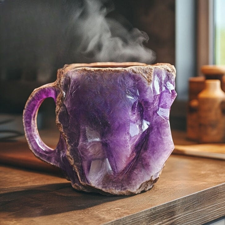 GlaceCup Kaffeetasse | Handgefertigt & Mineral-Kristall | Isolierend & Mikrowellenfest | 350–450 ml