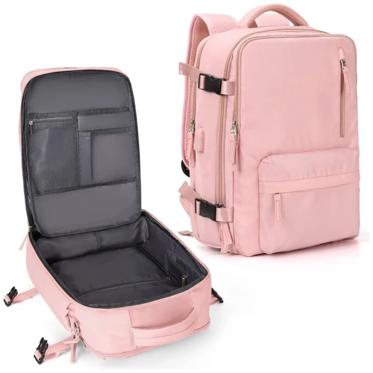 Travelliva Damen Reise-Rucksack 35 L | Wasserdicht & mit USB-Anschluss | Diebstahlschutz & Schuhfach | Für Wandern, Alltag & Reisen