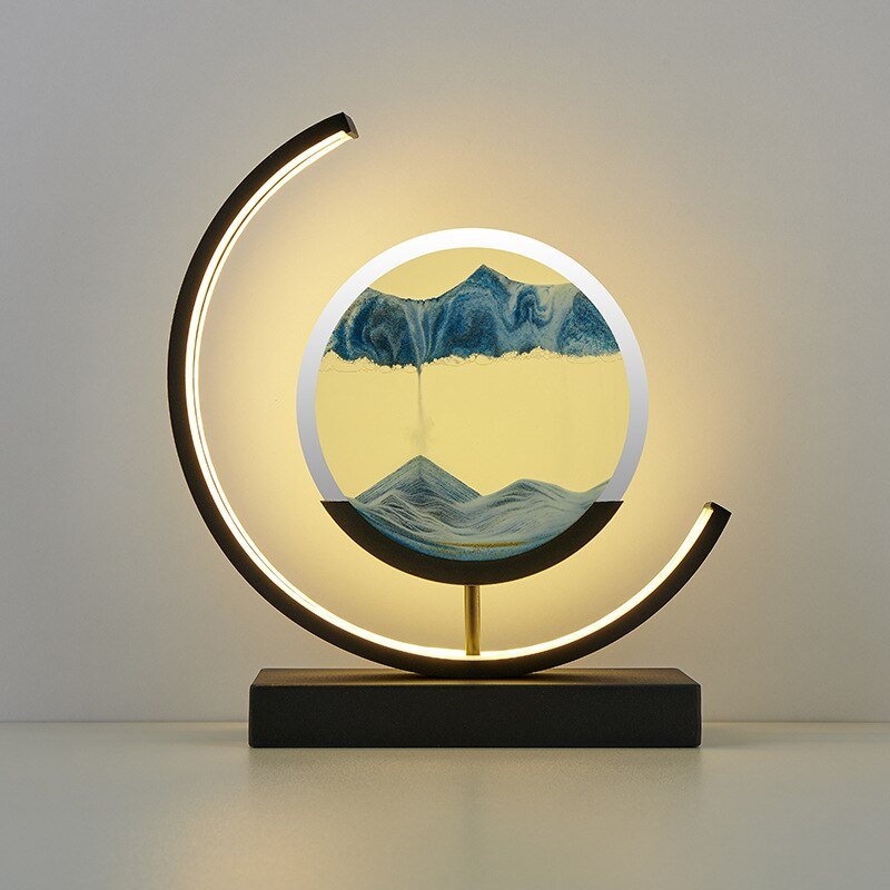 Dekorative LED Tischlampe | Moderne Designerlampe | Sandbild zum Drehen | SandScape