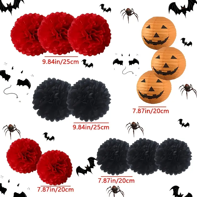 Halloween-Kürbislaterne | Hängend | Dekorationsset | Papierlaterne | Halloween-Deko