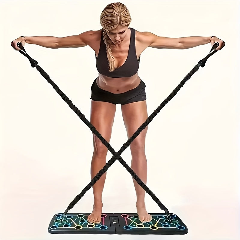 Heim-Stärketraining Set mit Liegestützgriffen | Liegestützbrett mit Widerstandsbändern | StrengthBoard