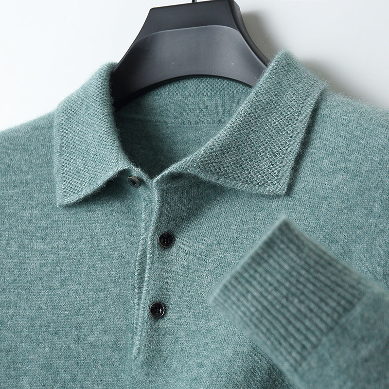 Weiches Kaschmir-Poloshirt mit Langarm | Herren
