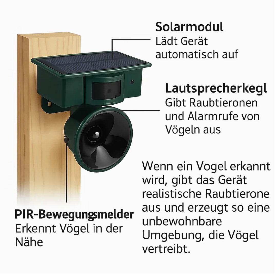 Tauben von Balkon & Garten vertreiben | Vogelabwehrgerät | BirdBlock